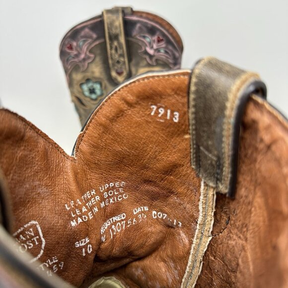 Dan Post Vintage Bluebird Snip Toe Leather Boots Size 10 Western Cowgirl - Picture 11 of 12
